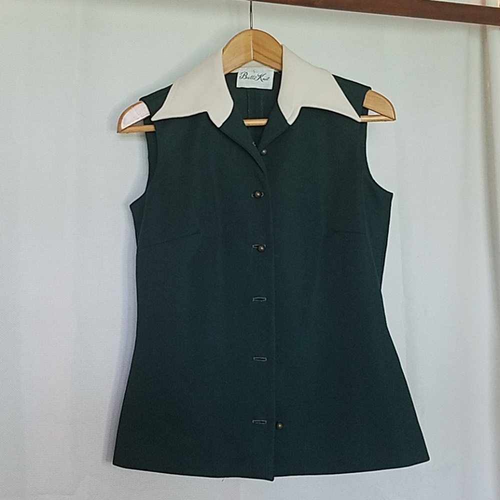 Vintage Womens Button Down Sleeveless Blouse
